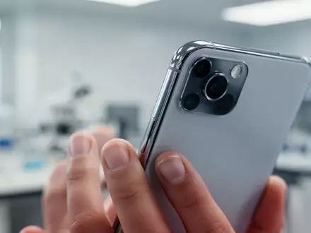 Nahaufnahme eines modernen Smartphones in einer hellen Laborumgebung, Fokus auf das Kameramodul und die Gehäusekanten. - Foto: über boerse-global.de