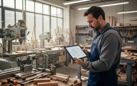 Handwerksunternehmer bei der Arbeit in einer modernen, professionellen Werkstatt mit Fokus auf betriebliche Abläufe. - Foto: über boerse-global.de