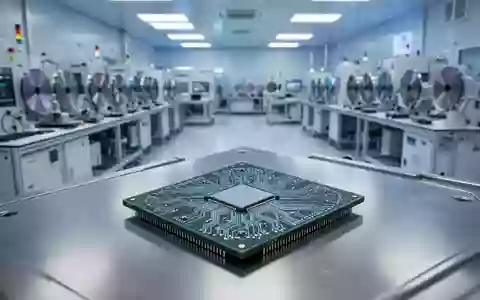 Ein hochmoderner Computerchip auf einem Labortisch in einem Halbleiter-Reinraum. - Foto: über boerse-global.de