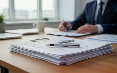 Ein professioneller Schreibtisch mit Dokumenten und einem Füllfederhalter in einer modernen Büroumgebung. - Foto: über boerse-global.de