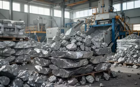 Industrielle Aufbereitungsanlage für Seltene Erden mit gestapelten Metallerzen in einer modernen Produktionsumgebung. - Foto: über boerse-global.de