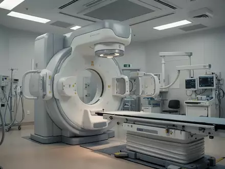 Ein hochmoderner Linearbeschleuniger für die Strahlentherapie in einem klinischen Behandlungsraum. - Foto: über boerse-global.de