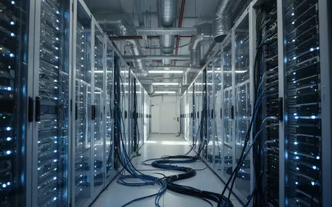 Modernes Rechenzentrum mit leuchtenden Server-Racks und komplexer Infrastruktur für KI-Anwendungen. - Foto: über boerse-global.de