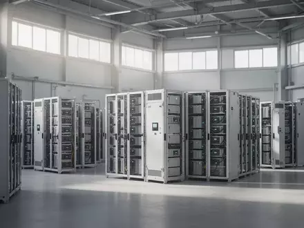 Leere industrielle Lagerhalle mit hochmodernen Batterieregalen in einer modernen Produktionsstätte. - Foto: über boerse-global.de