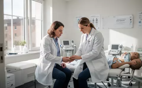 Ein Physiotherapeut führt in einem hellen, modernen Behandlungsraum ein Beratungsgespräch mit einem Patienten. - Foto: über boerse-global.de