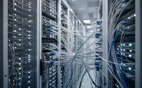 Ein moderner Serverraum mit Glasfaserkabeln und technischer Infrastruktur in einem Rechenzentrum. - Foto: über boerse-global.de