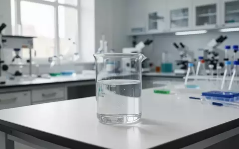 Ein Glasbecher mit einer klaren Flüssigkeit auf einem sterilen Labortisch in einem medizinischen Forschungslabor. - Foto: über boerse-global.de