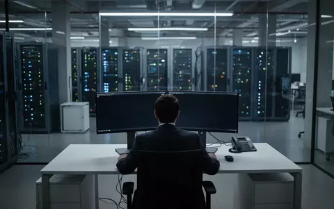 Ein professioneller Arbeitsplatz in einem modernen Büro mit dunklen Bildschirmen und kühler Beleuchtung, symbolisch für unkontrollierte KI-Governance. - Foto: über boerse-global.de
