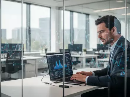 Ein professioneller Arbeitsplatz in einer modernen Forschungseinrichtung mit Fokus auf digitale Technologie. - Foto: über boerse-global.de