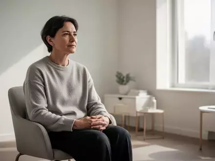 Eine Person sitzt entspannt in einem hellen, modernen Therapieraum und blickt nachdenklich aus einem Fenster. - Foto: über boerse-global.de