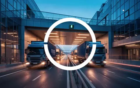 Moderne Logistikanlage mit Lastwagen bei Dämmerung und atmosphärischer Beleuchtung. - Foto: über boerse-global.de
