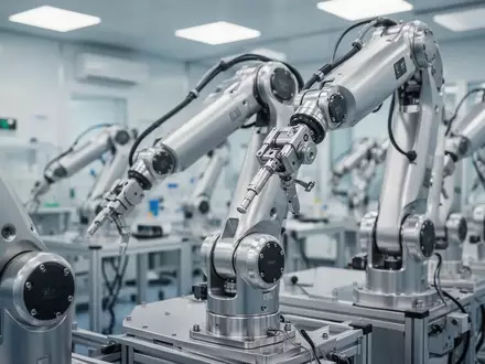 Ein hochmoderner humanoider Roboterarm in einer hellen, professionellen Industrieumgebung. - Foto: über boerse-global.de