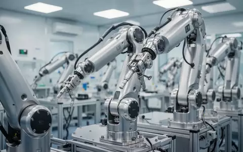 Ein hochmoderner humanoider Roboterarm in einer hellen, professionellen Industrieumgebung. - Foto: über boerse-global.de