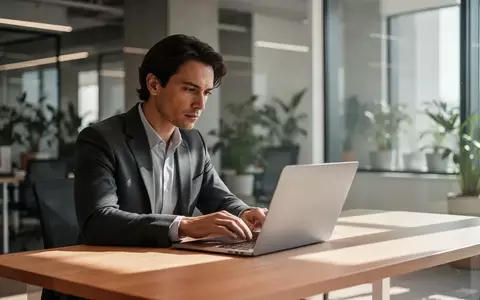 Ein konzentrierter Mitarbeiter arbeitet in einem modernen, lichtdurchfluteten Büro an einem Laptop. - Foto: über boerse-global.de