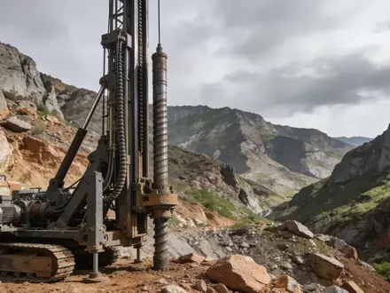Geologische Bohranlage in einer rauen Gebirgslandschaft während der Explorationsphase. - Foto: über boerse-global.de
