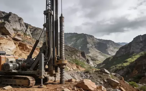 Geologische Bohranlage in einer rauen Gebirgslandschaft während der Explorationsphase. - Foto: über boerse-global.de