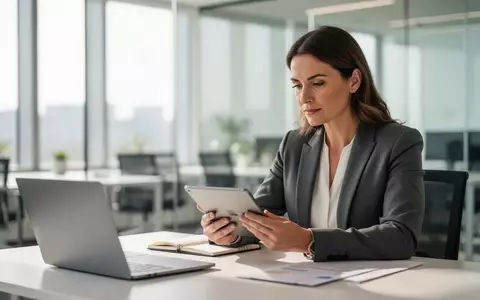 Eine Personalmanagerin arbeitet in einem modernen, hellen Büro an einem Laptop und einem Tablet. - Foto: über boerse-global.de