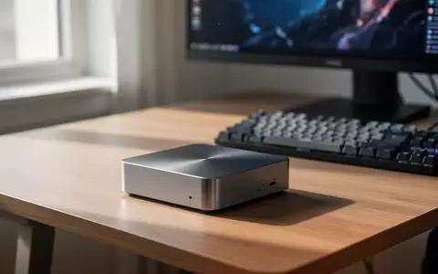 Ein kompakter Mini-PC auf einem modernen Schreibtisch in einem hellen Büro, Fokus auf das minimalistische Hardware-Design. - Foto: über boerse-global.de