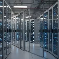 Moderne Server-Infrastruktur in einem Rechenzentrum mit blau leuchtenden Server-Racks. - Foto: über boerse-global.de