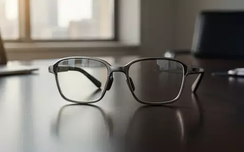 Smarte Brille mit Kamera auf einem Schreibtisch in einem modernen Bürogebäude. - Foto: über boerse-global.de