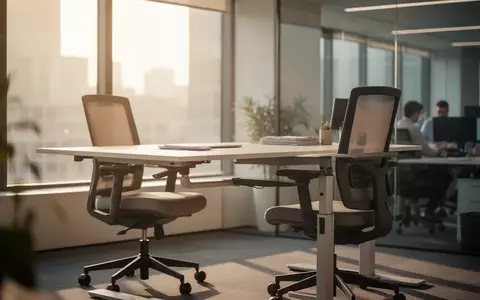 Moderner, ergonomisch gestalteter Büroarbeitsplatz mit höhenverstellbarem Schreibtisch in einer hellen Büroumgebung. - Foto: über boerse-global.de