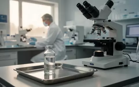 Ein medizinisches Forschungslabor mit einem gläsernen Impfstofffläschchen auf einem Edelstahltablett neben einem Mikroskop. - Foto: über boerse-global.de