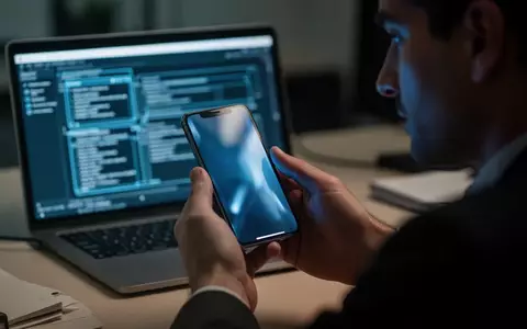 Eine Person hält in einem abgedunkelten Büro ein Smartphone in der Hand, während im Hintergrund ein Laptop zu sehen ist. - Foto: über boerse-global.de
