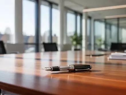Modernes Büro mit Schreibtisch und skandinavischem Design in hellem, natürlichem Licht. - Foto: über boerse-global.de