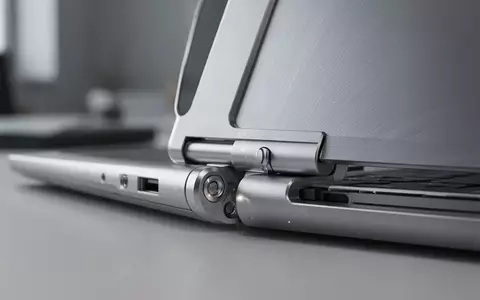 Nahaufnahme eines präzise gefertigten Laptop-Scharniers aus gebürstetem Aluminium in einer professionellen Arbeitsumgebung. - Foto: über boerse-global.de