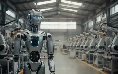 Ein fortschrittlicher humanoider Roboter in einer modernen Industriehalle während des Fertigungsprozesses. - Foto: über boerse-global.de