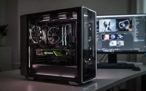 Ein leistungsstarker Computer mit sichtbarer Grafikkarte in einem modernen, minimalistischen Büro. - Foto: über boerse-global.de