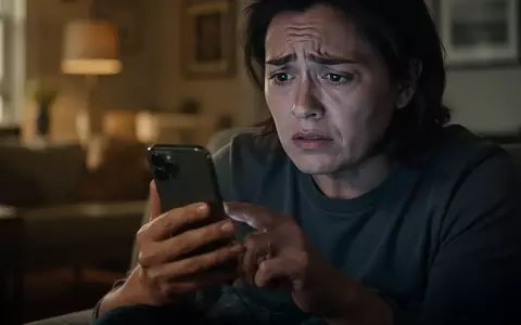Eine besorgte Person hält ein Smartphone in einem abgedunkelten Raum, während sie auf den Bildschirm schaut. - Foto: über boerse-global.de