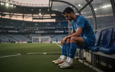 Ein Profifußballer sitzt nachdenklich allein auf der Ersatzbank in einem leeren Stadion. - Foto: über boerse-global.de