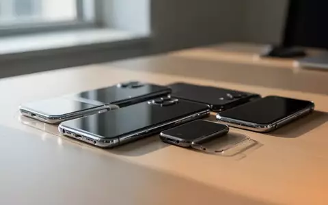 Mehrere gebrauchte Smartphones liegen auf einem Schreibtisch aus Holz bei natürlichem Licht. - Foto: über boerse-global.de