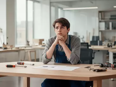 Eine junge Auszubildende sitzt nachdenklich an einem Schreibtisch in einem modernen Büro. - Foto: über boerse-global.de