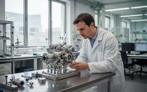 Ein Ingenieur in einem modernen Industrielabor untersucht einen technischen Prototyp an einem Arbeitstisch. - Foto: über boerse-global.de