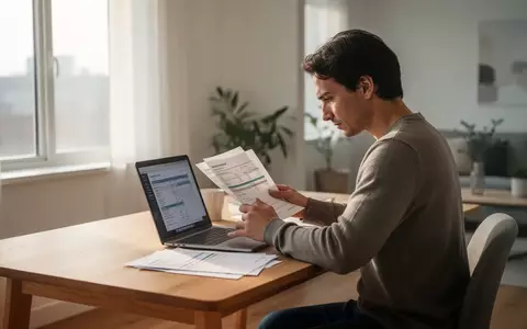Eine Person sitzt konzentriert an einem Schreibtisch und arbeitet an einem Laptop, um ihre Finanzen zu verwalten. - Foto: über boerse-global.de