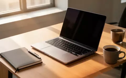 Ein moderner, aufgeräumter Arbeitsplatz mit einem Laptop und einem Notizbuch bei natürlichem Tageslicht. - Foto: über boerse-global.de