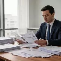 Ein Steuerberater sitzt an einem Schreibtisch und prüft Finanzdokumente in einem hellen, modernen Büro. - Foto: über boerse-global.de