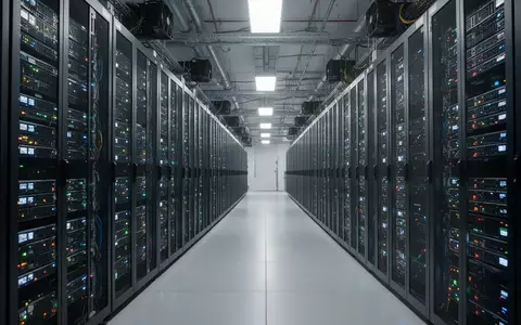 Reihen von Server-Racks in einem modernen Hyperscale-Rechenzentrum mit blinkenden Statusleuchten. - Foto: über boerse-global.de
