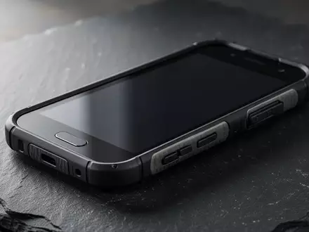Ein robustes Samsung Galaxy XCover 7 Smartphone liegt auf einer dunklen Schieferoberfläche. - Foto: über boerse-global.de