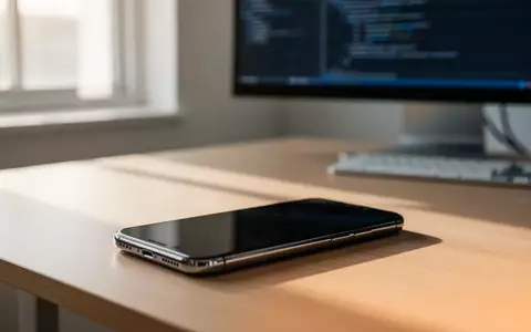 Ein modernes Smartphone auf einem minimalistischen Schreibtisch in einem hellen Büro, Fokus auf die Hardware-Ästhetik. - Foto: über boerse-global.de