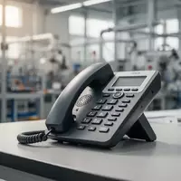 Ein modernes DECT-Handset auf einer Werkbank in einer hellen Industrieumgebung als Symbol für Arbeitssicherheit. - Foto: über boerse-global.de