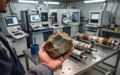 Geologe untersucht eine Gesteinsprobe in einem modernen Bergbau-Labor - Foto: über boerse-global.de