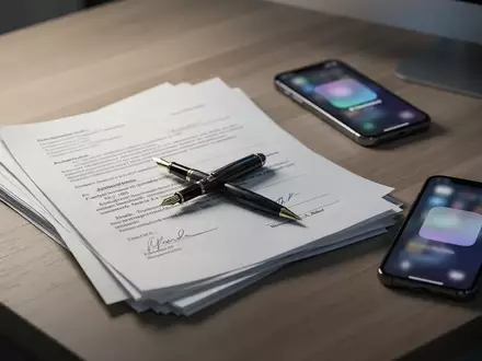 Ein Schreibtisch mit offiziellen Dokumenten und einem Smartphone, das eine Benachrichtigung anzeigt, in einem Büro. - Foto: über boerse-global.de