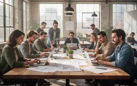 Kreative Fachleute arbeiten in einem hellen, modernen Loft-Büro gemeinsam an einem Projekt. - Foto: über boerse-global.de