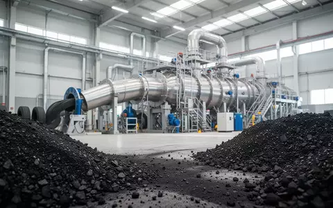 Moderne Industrieanlage für Reifenrecycling mit technologischen Anlagen und Gummigranulat im Vordergrund. - Foto: über boerse-global.de