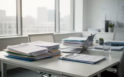 Ein aufgeräumter Schreibtisch mit Steuerunterlagen und einem Laptop in einem hellen, modernen Büro. - Foto: über boerse-global.de