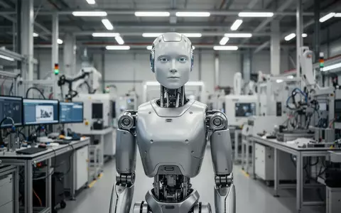 Ein fortschrittlicher humanoider Roboter in einer modernen europäischen Industriehalle während der Montage. - Foto: über boerse-global.de