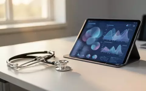 Ein Stethoskop liegt neben einem Tablet auf einem Schreibtisch in einer modernen Arztpraxis. - Foto: über boerse-global.de